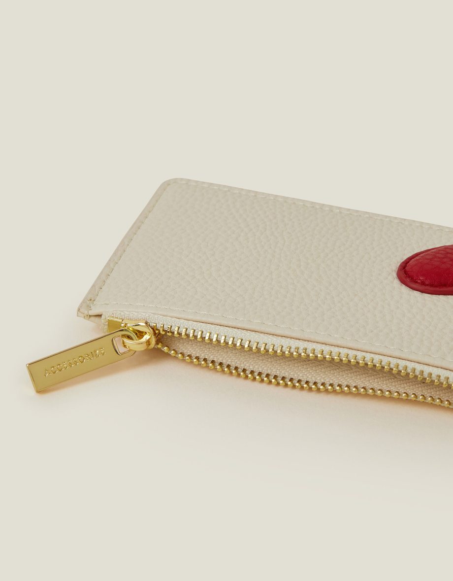 Heart Faux Leather Card Holder