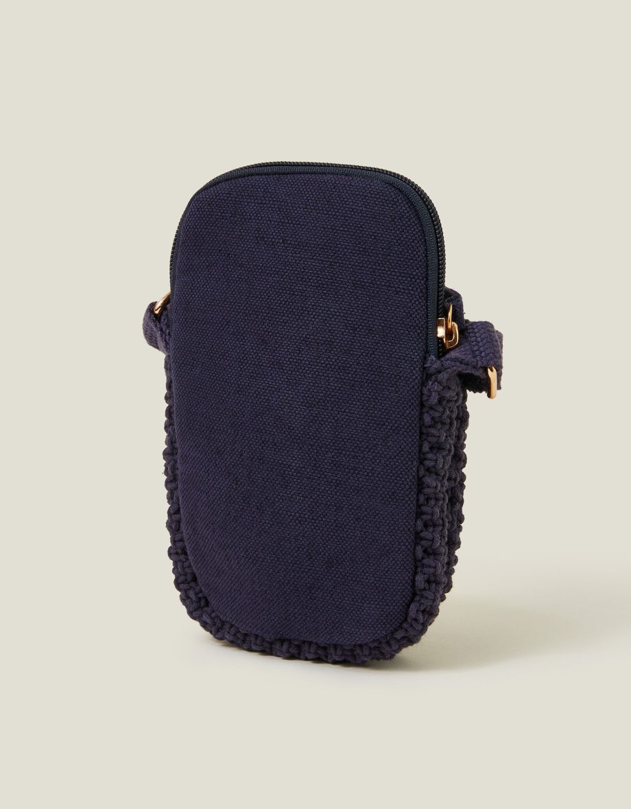 MACRAME PHONE BAG BLUE