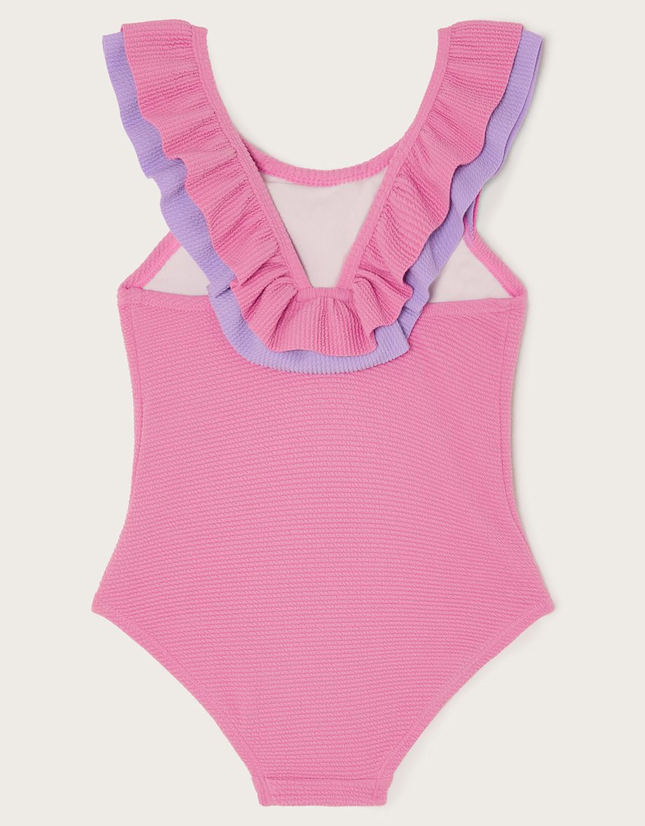 Frilly seersucker swimsuit pink