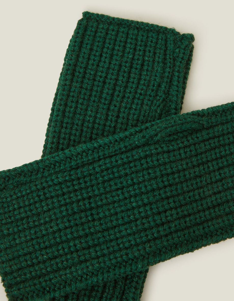 Ribbed Cut Off Gloves Green