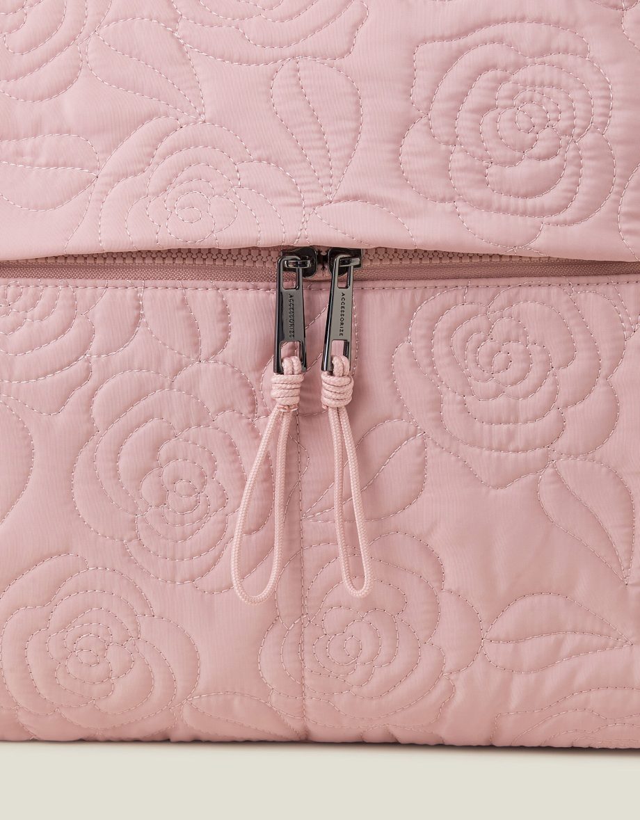 FLORAL QUILTED TRAVEL BAG PINK