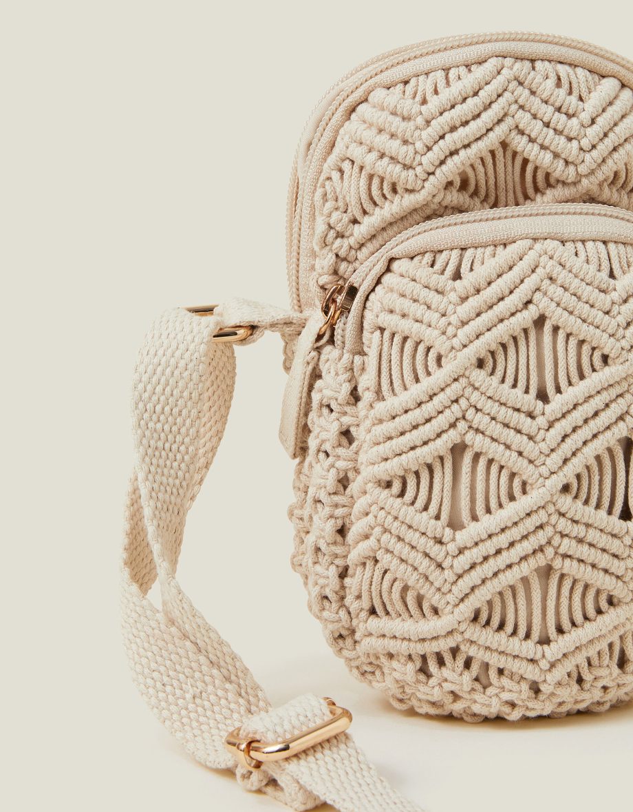 MACRAME PHONE BAG CREAM