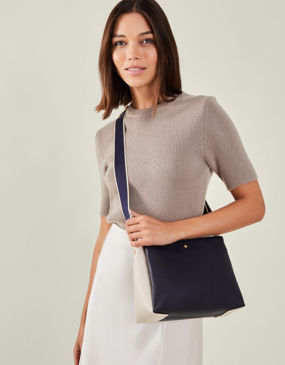 Colour Block Triple Compartment Cross-Body Bag