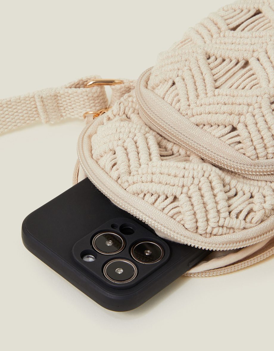 MACRAME PHONE BAG CREAM