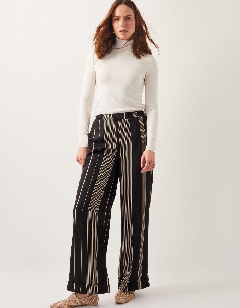 Andi stripe wide leg trousers black