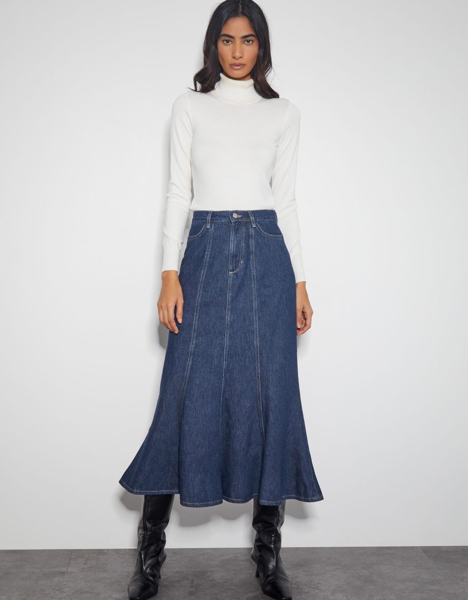 Fran seam denim maxi skirt blue