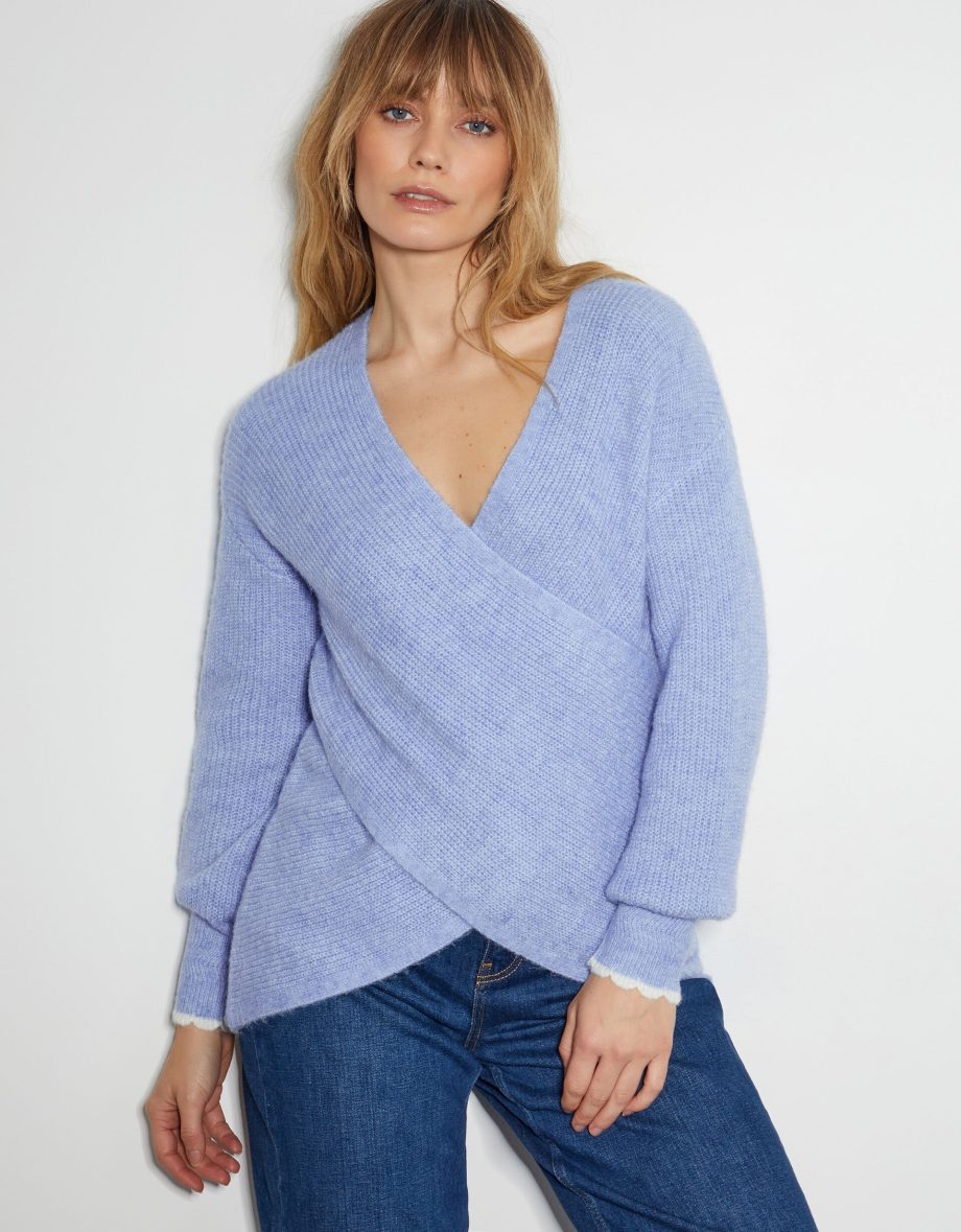 Raylee Wrap Ribbed Jumper Blue