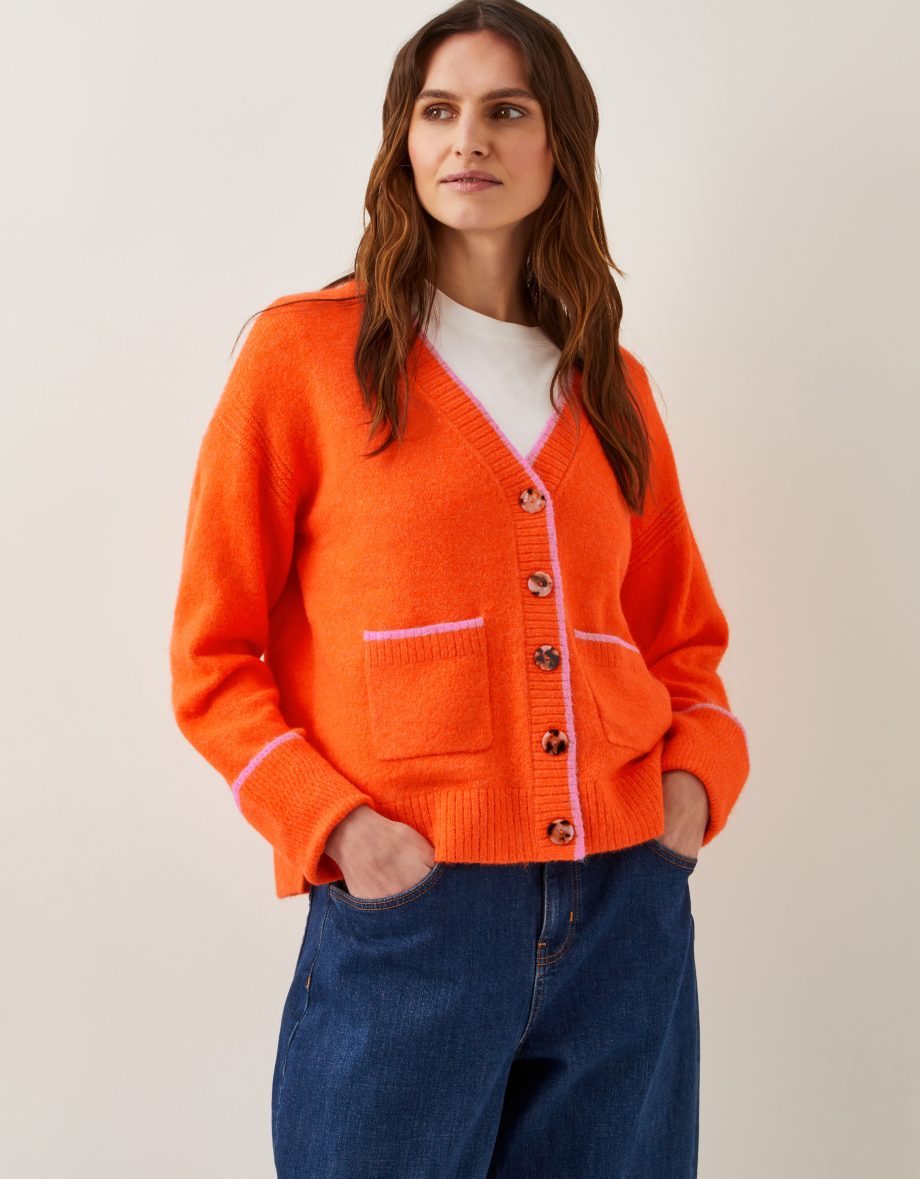 Oona Oversized V-Neck Cardigan Orange