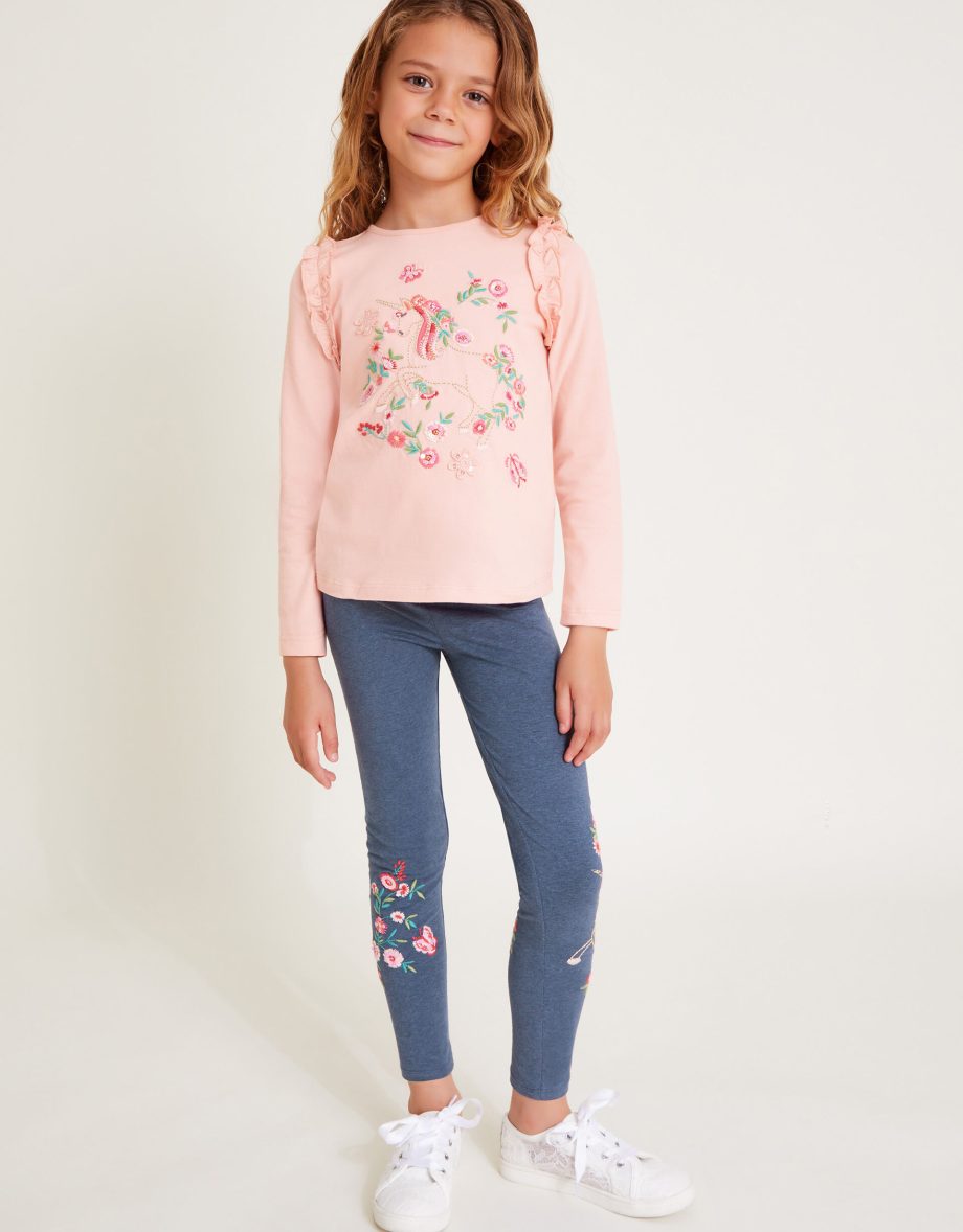 Embellished unicorn long sleeve top pink