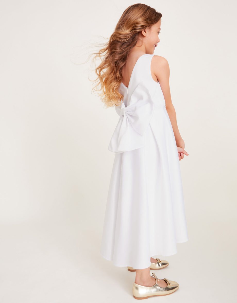 Sabrina oversized bow communion dress white