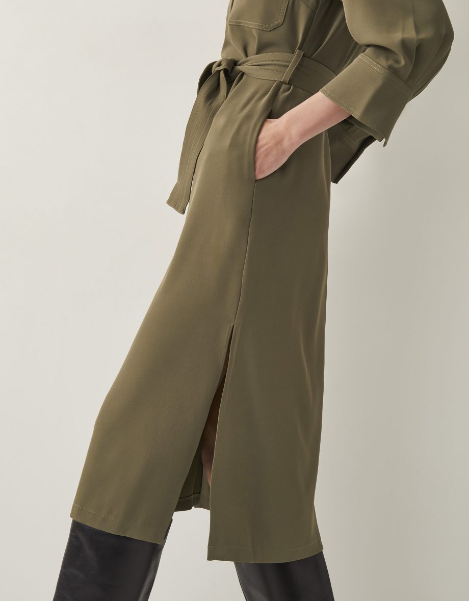 Grace cargo midi shirt dress green