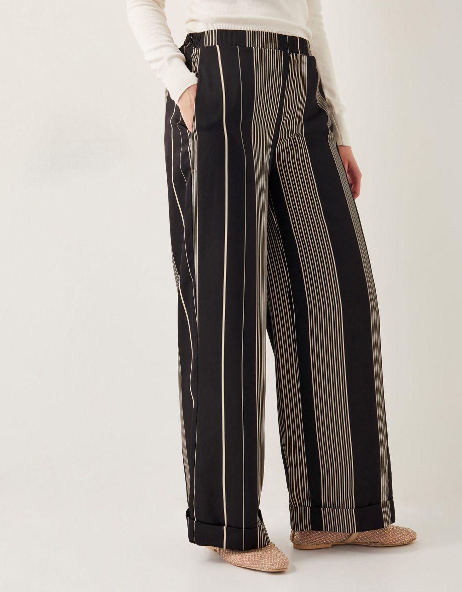 Andi stripe wide leg trousers black