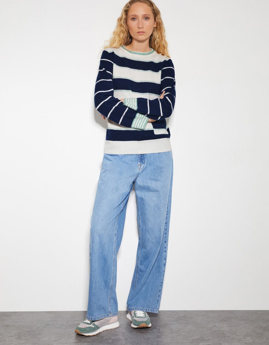 Sutton stripe jumper blue