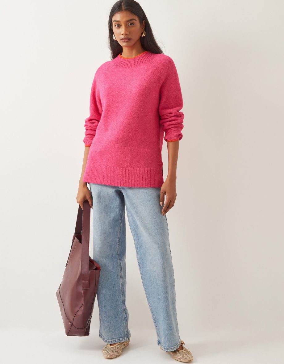 Oti oversized mock neck jumper pink