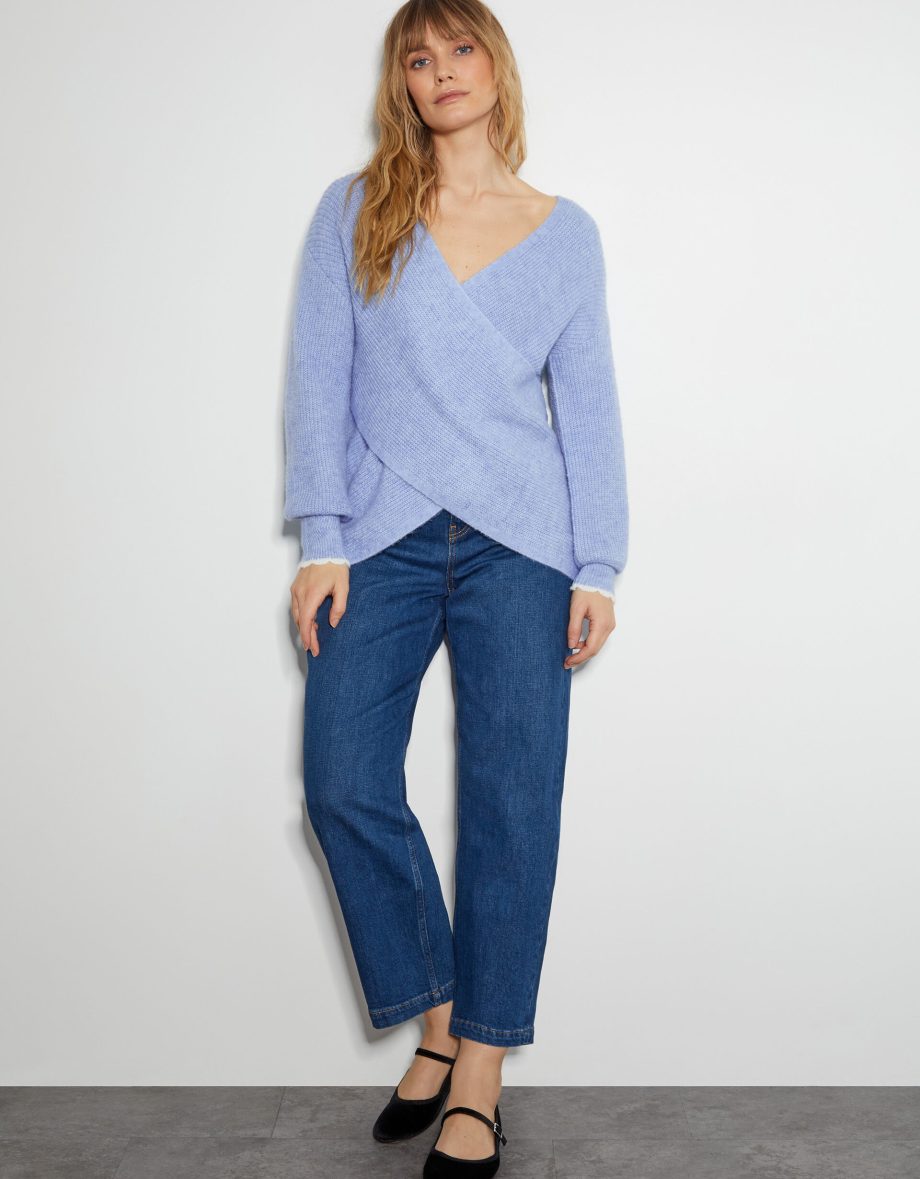 Raylee Wrap Ribbed Jumper Blue