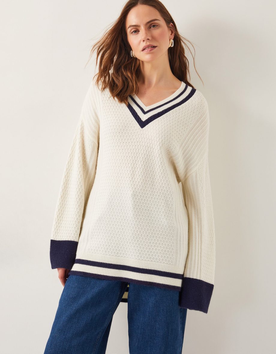 Ola oversized v-neck jumper ivory