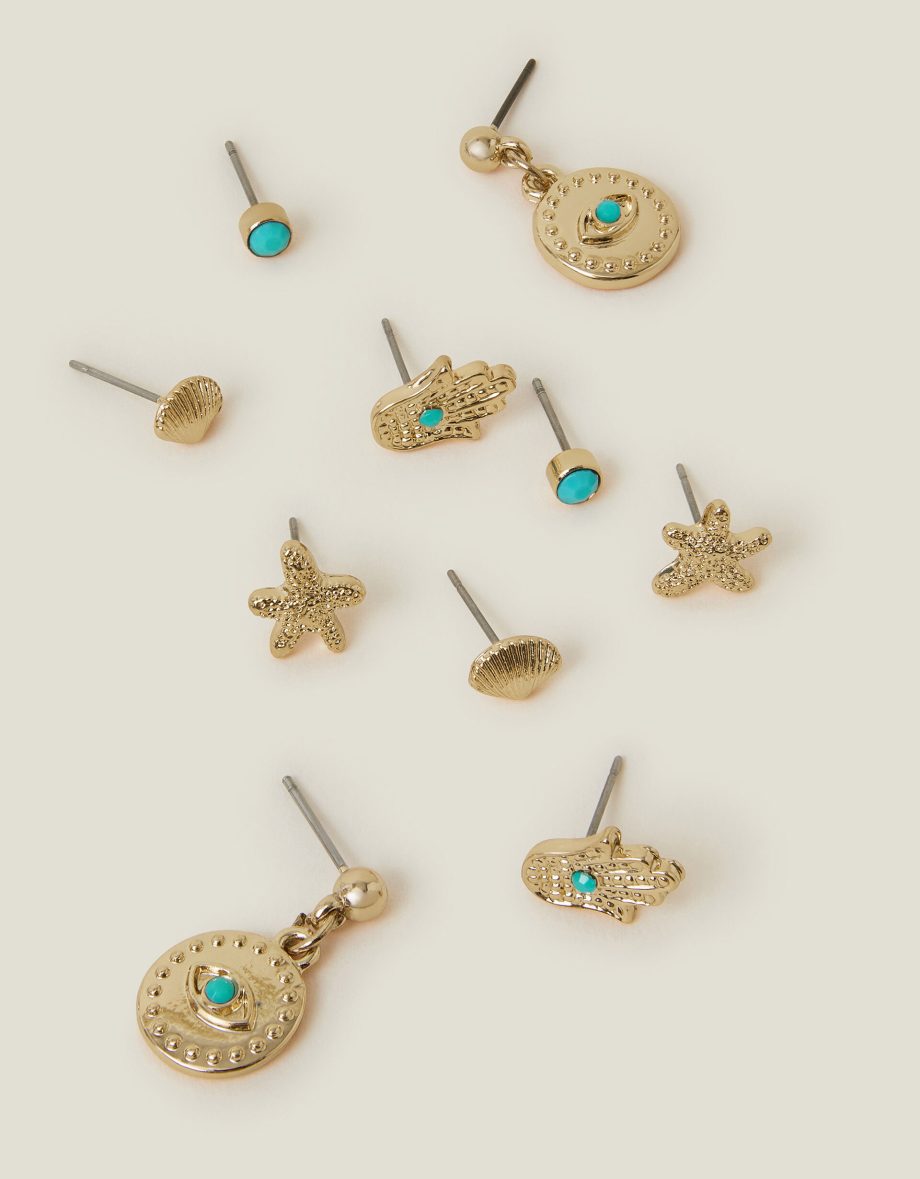 5-PACK STARFISH STUD EARRINGS