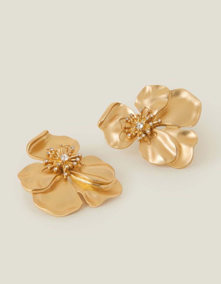 Statement Diamante Flower Stud Earrings