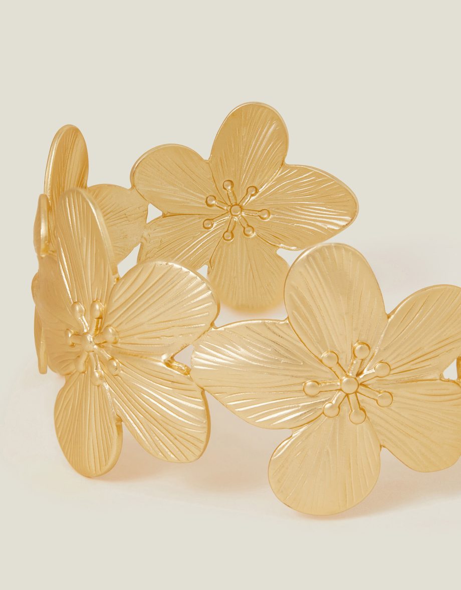 Flower Cuff Bracelet Gold