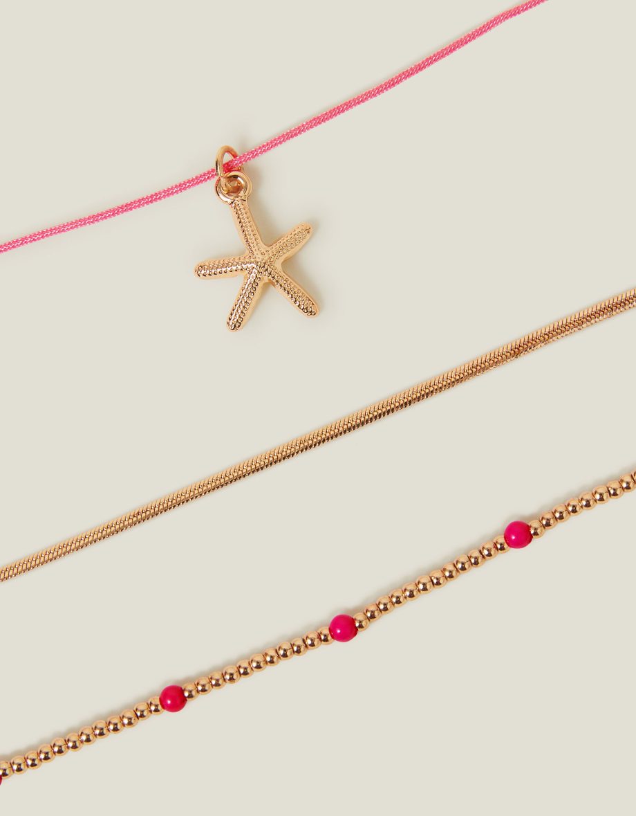 3-PACK STARFISH BEADED ANKLETS