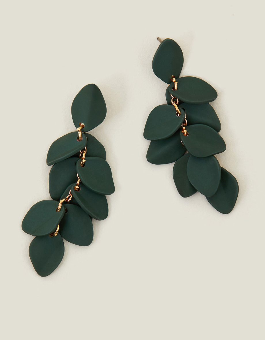 ENAMEL WILLOW LEAF DROP EARRINGS