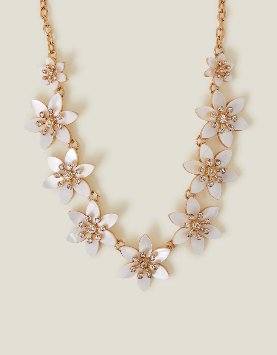 Mother of Pearl Flower Collar Necklace