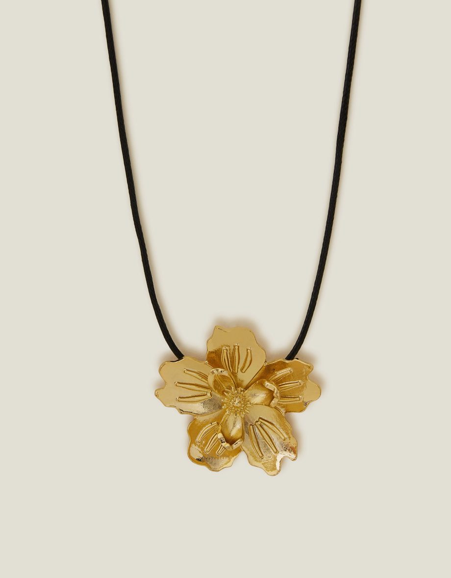 STATEMENT FLOWER CORD NECKLACE