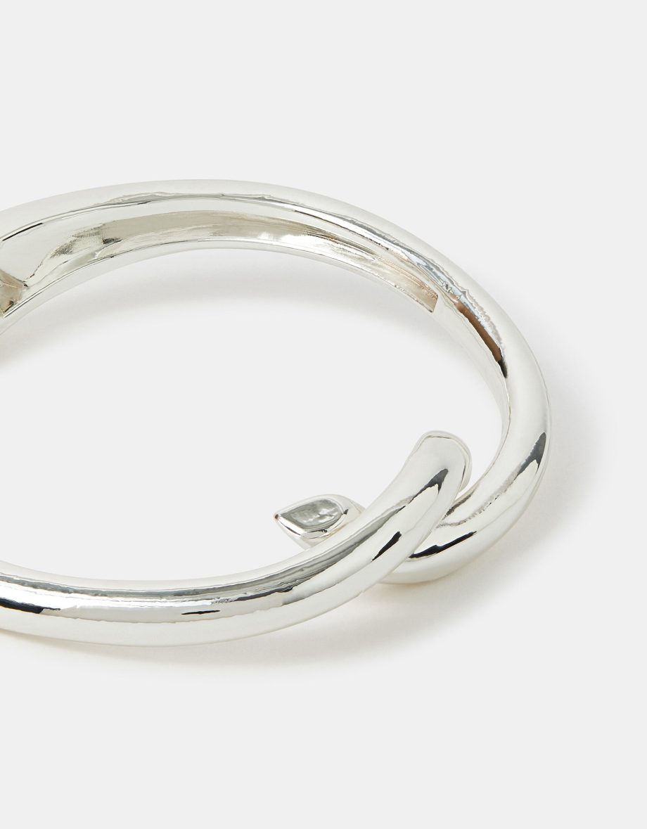 Twist Knot Hinge Bangle Silver