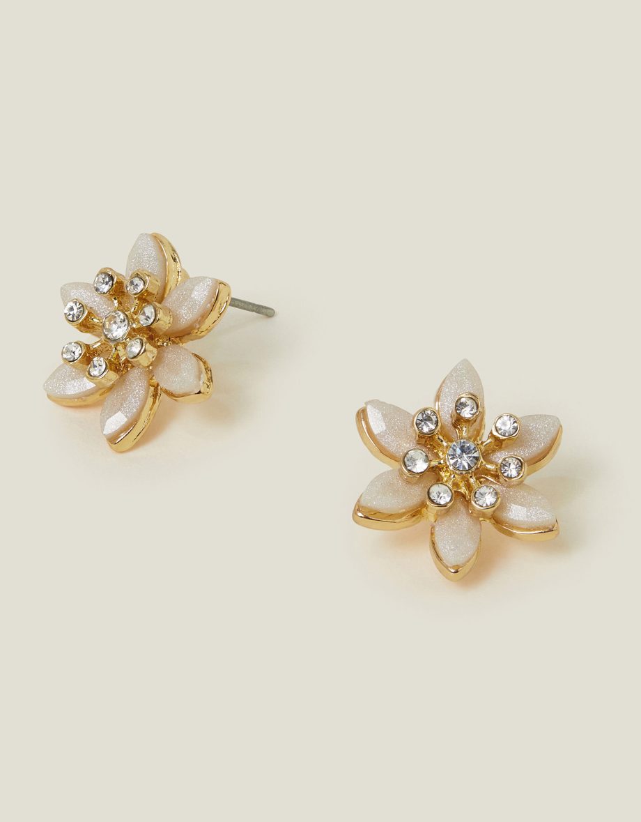 DIAMANTE FLOWER STUD EARRINGS