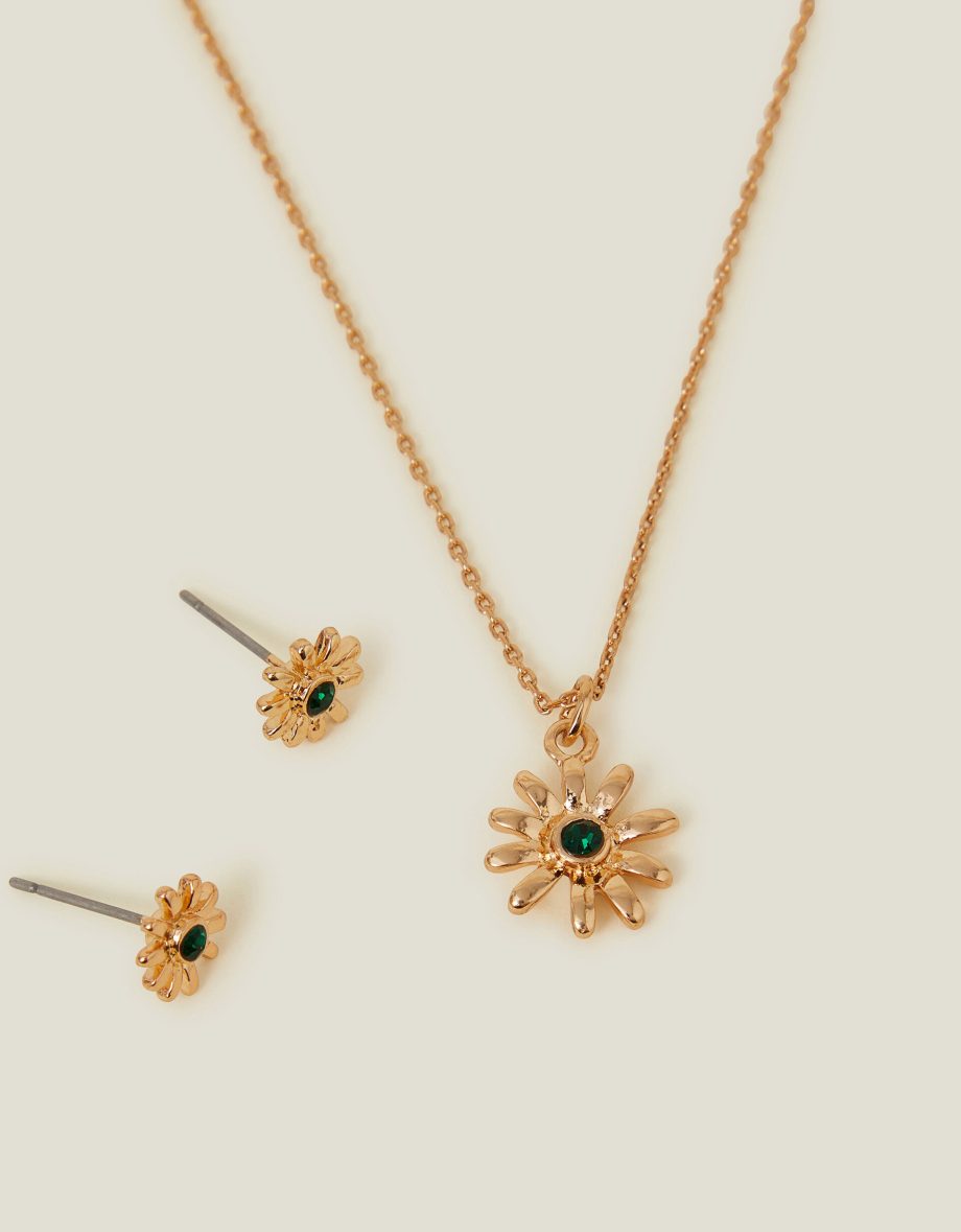 DAISY STUD EARRINGS AND NECKLACE SET