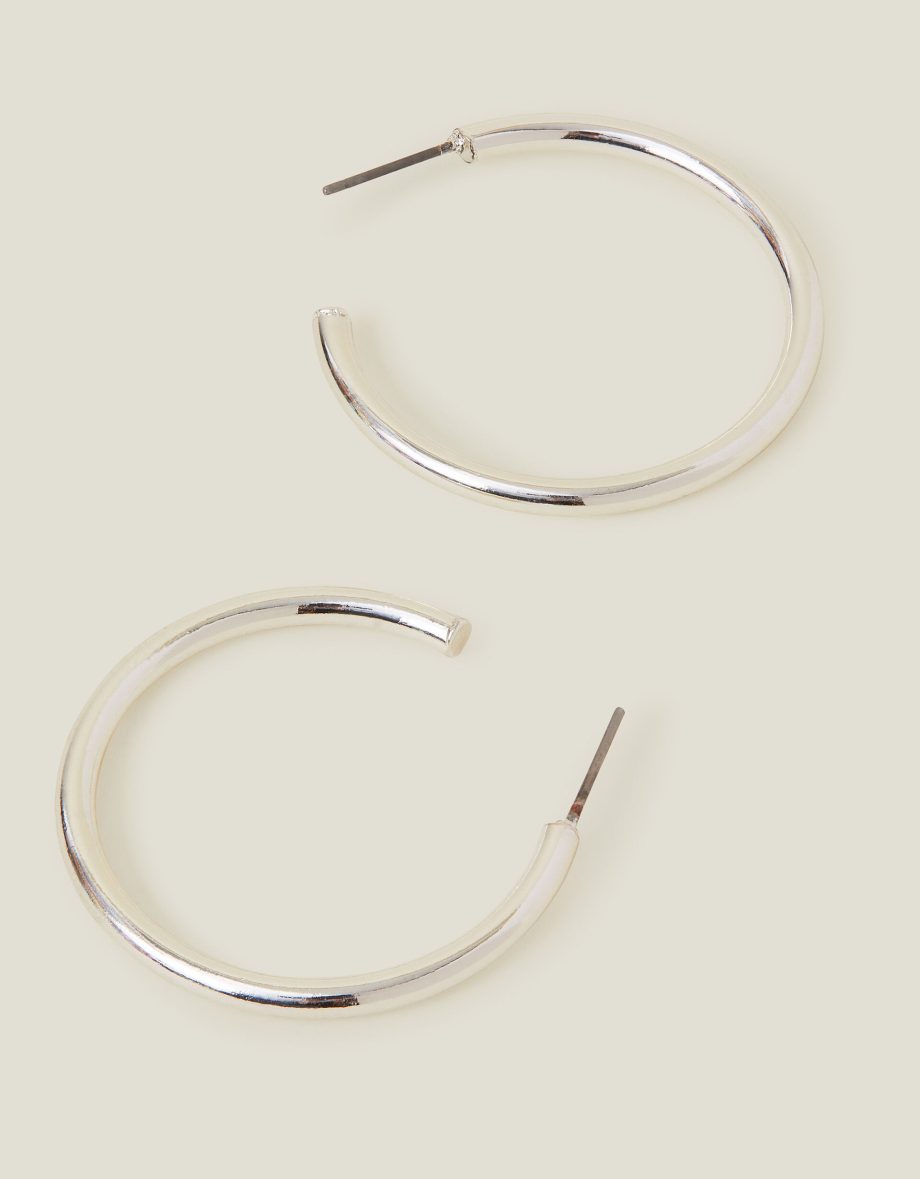 MEDIUM TUBE HOOP EARRINGS SILVER