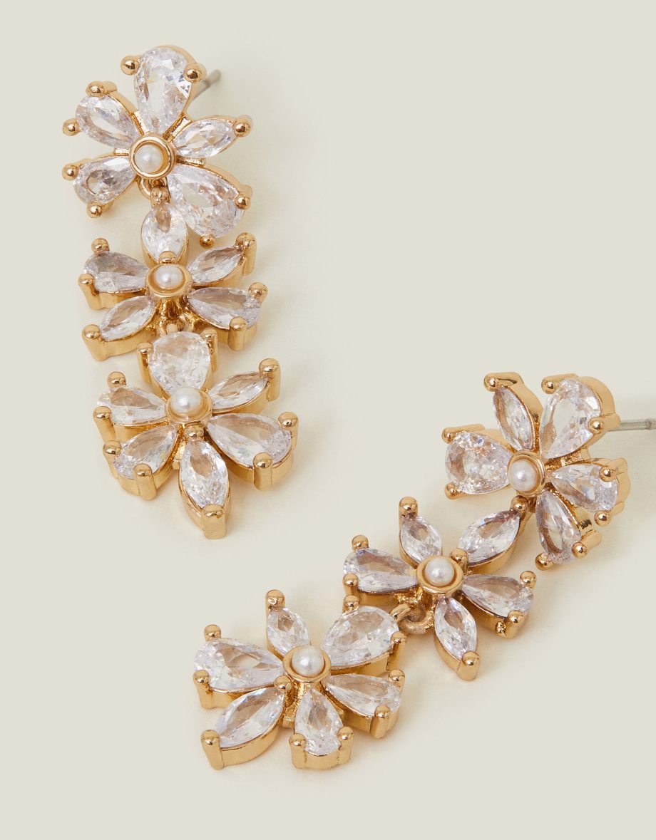 Crystal Flower Drop Earrings