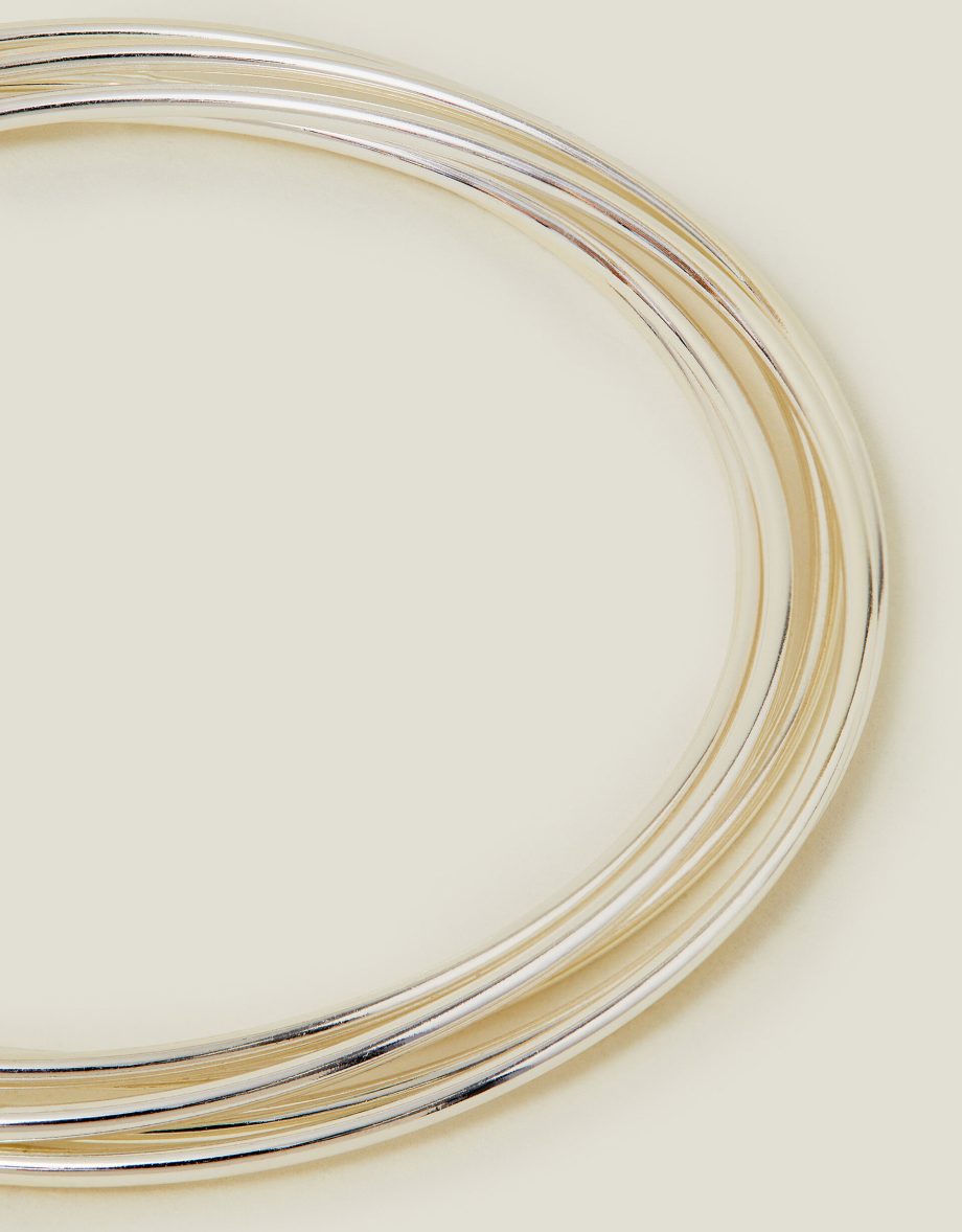 Sterling Silver-Plated Layered Bangle