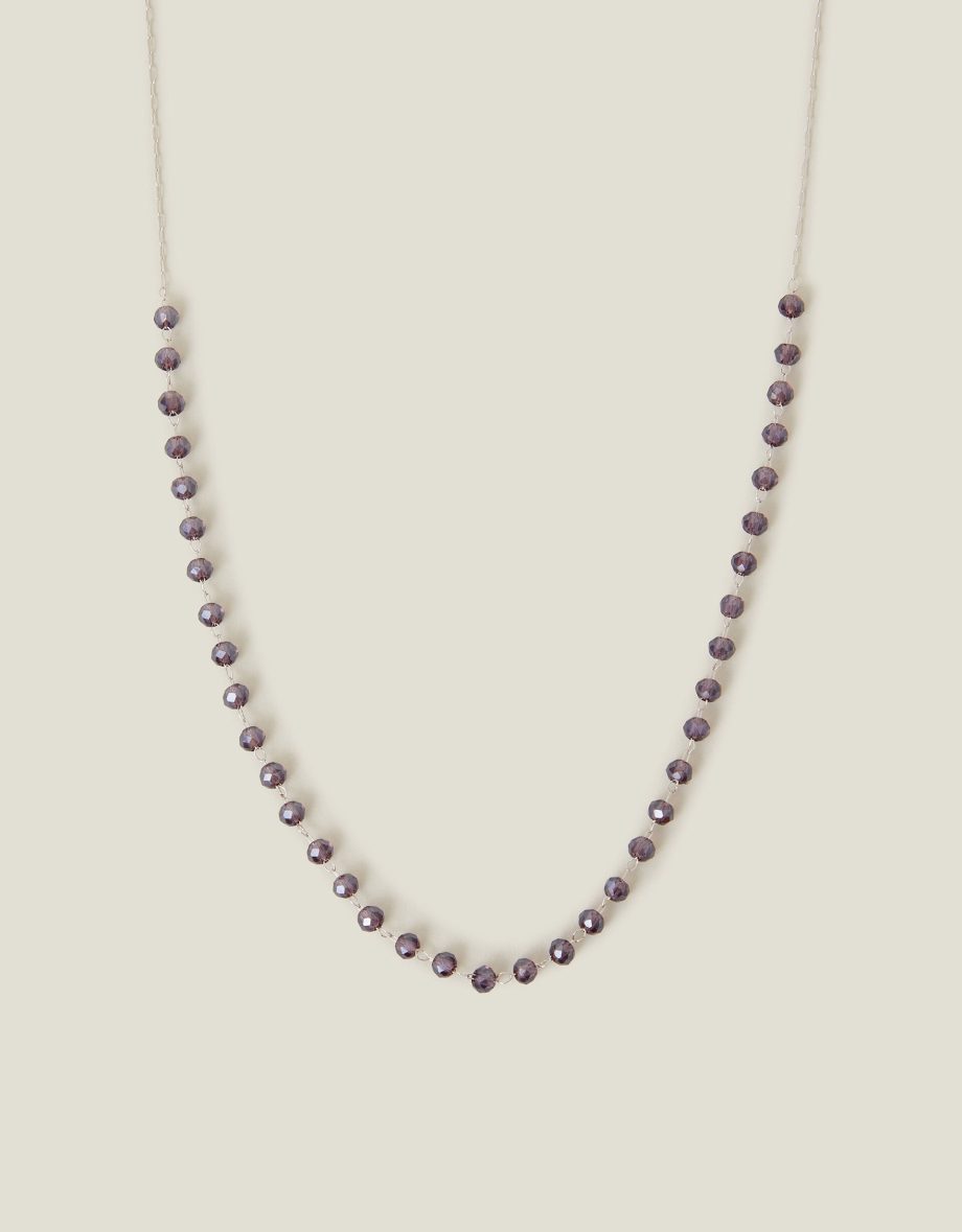 STERLING SILVER-PLATED GLASS BEAD NECKLACE