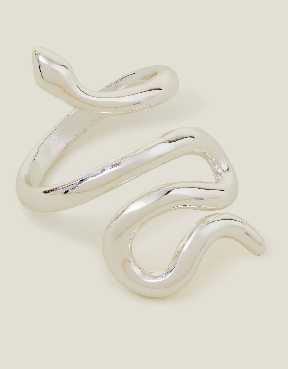 STERLING SILVER-PLATED ADJUSTABLE SNAKE RING