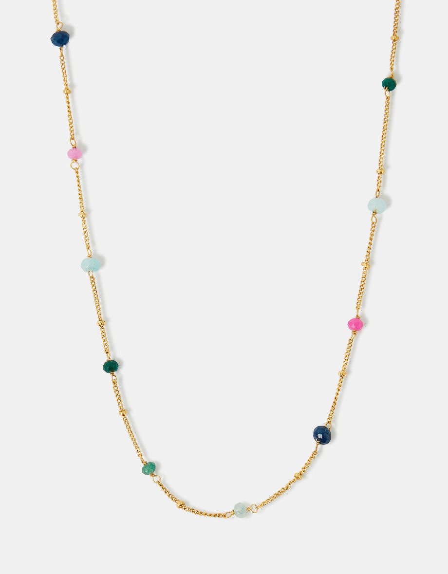 14CT GOLD-PLATED BEADED STATION NECKLACE