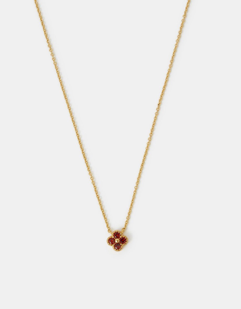 14CT GOLD-PLATED BIRTHSTONE FLOWER PENDANT NECKLACE GOLD