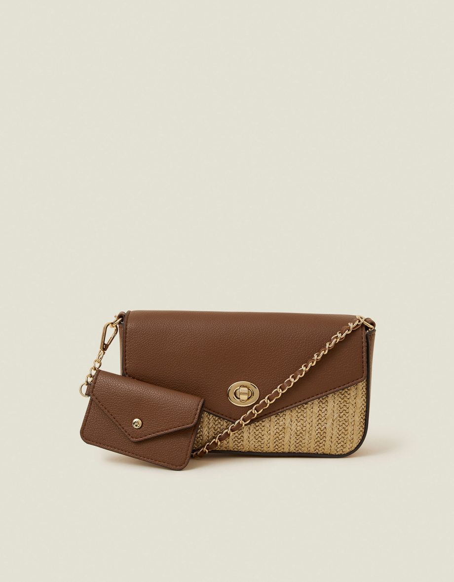 METALLIC RAFFIA CROSS-BODY BAG GOLD