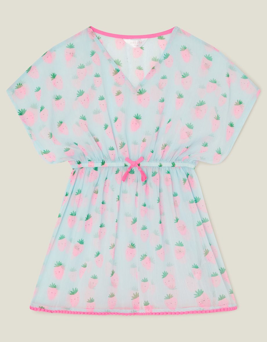 GIRLS STRAWBERRY PRINT KAFTAN BLUE