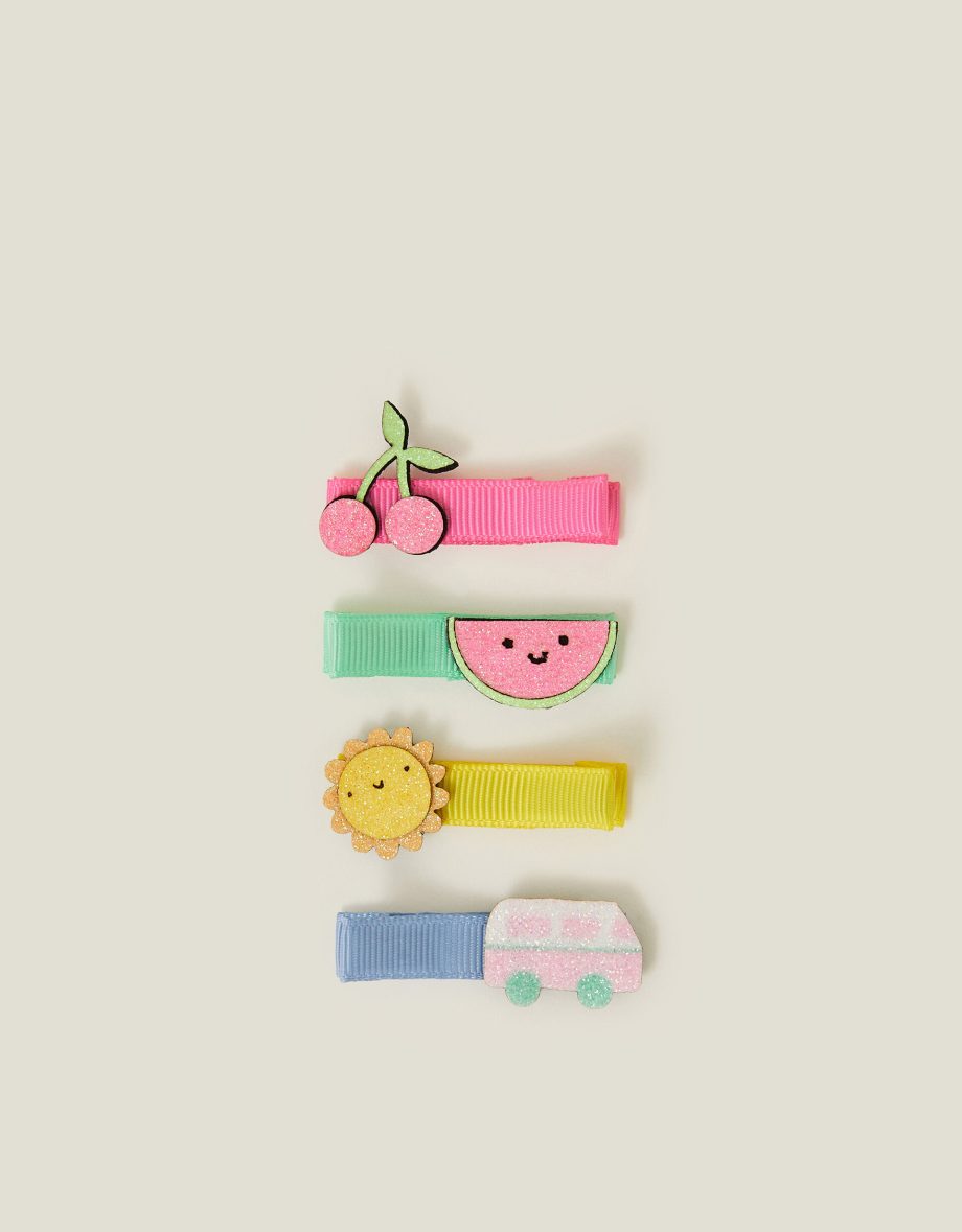 4-PACK GIRLS SUMMER SALON HAIR CLIPS