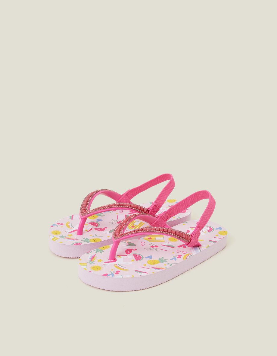 GIRLS SUNBEAM PRINT FLIP FLOPS PINK