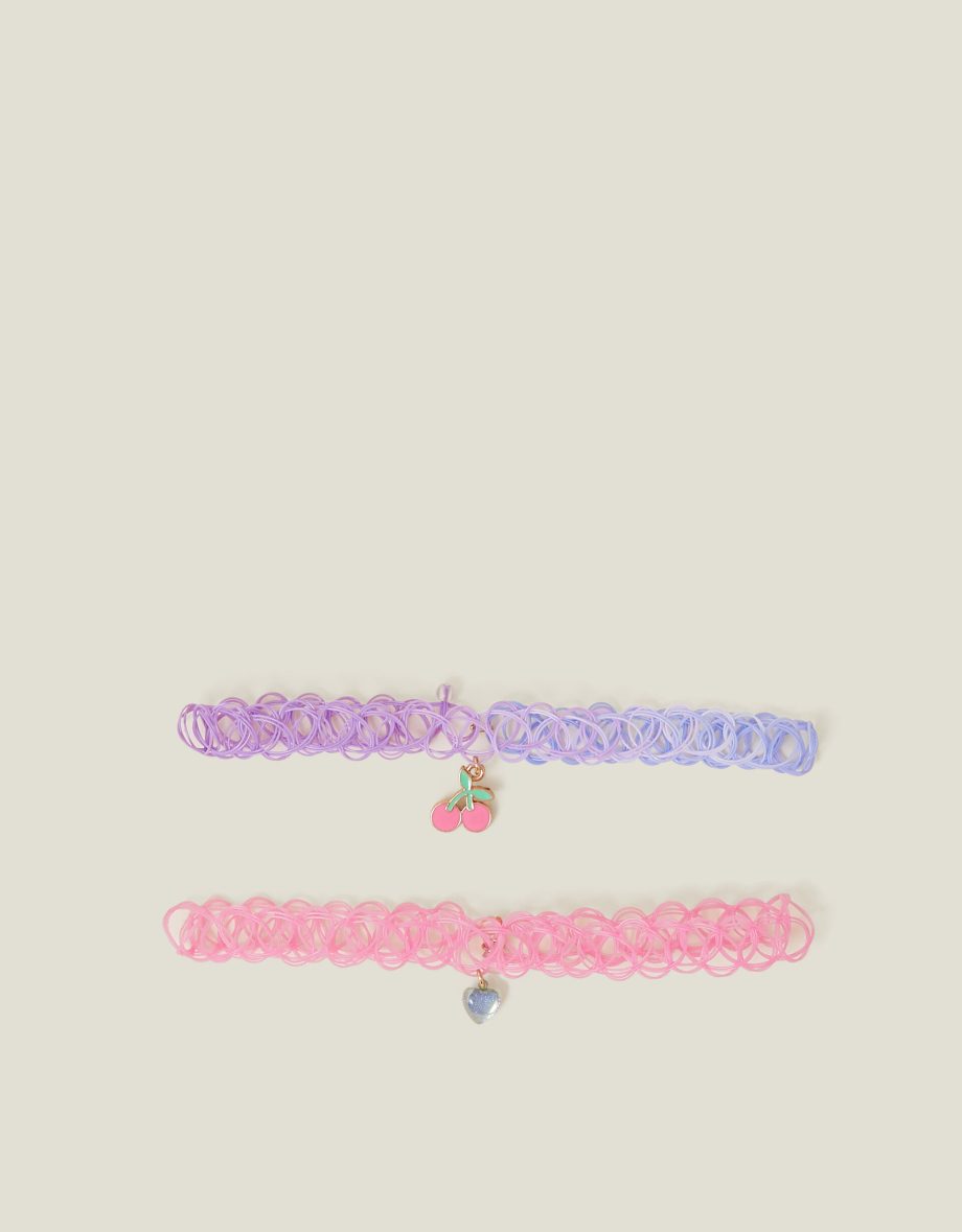 2-PACK GIRLS FRUIT CHOKER NECKLACES