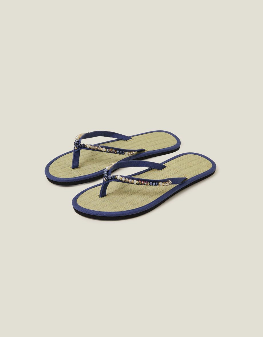 FACET BEAD SEAGRASS FLIP FLOPS BLUE