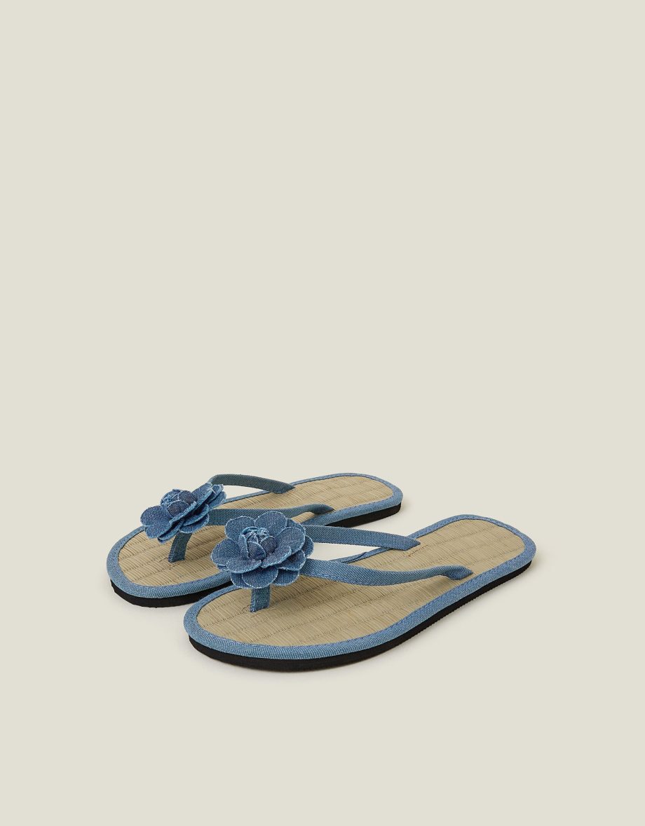 DENIM CORSAGE SEAGRASS FLIP FLOPS BLUE