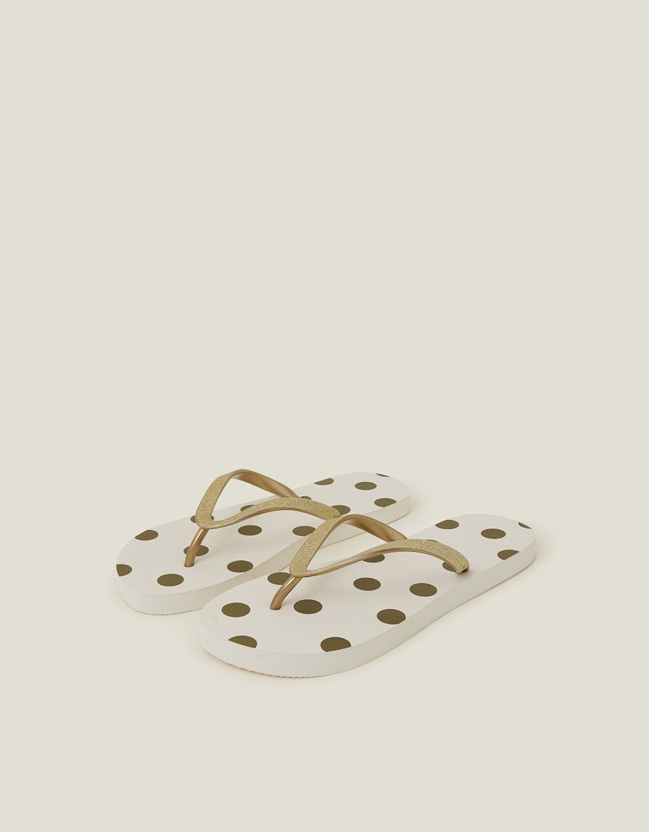 Metallic Polka Dot Flip Flops Gold