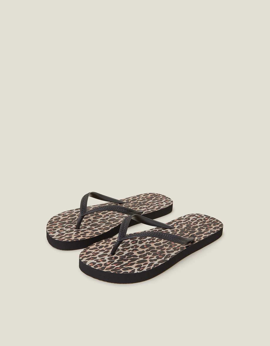 Leopard Print Flip Flops Multi