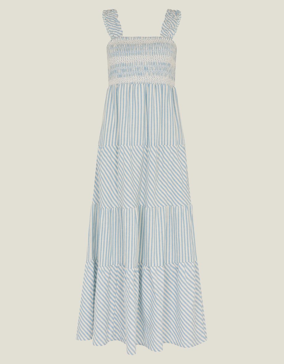 Stripe Tiered Maxi Dress Blue