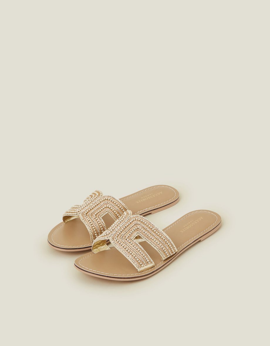 BELLA BEADED SLIDERS GOLD