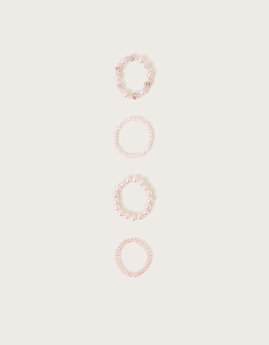 4-pack pearl bead stretch bracelets