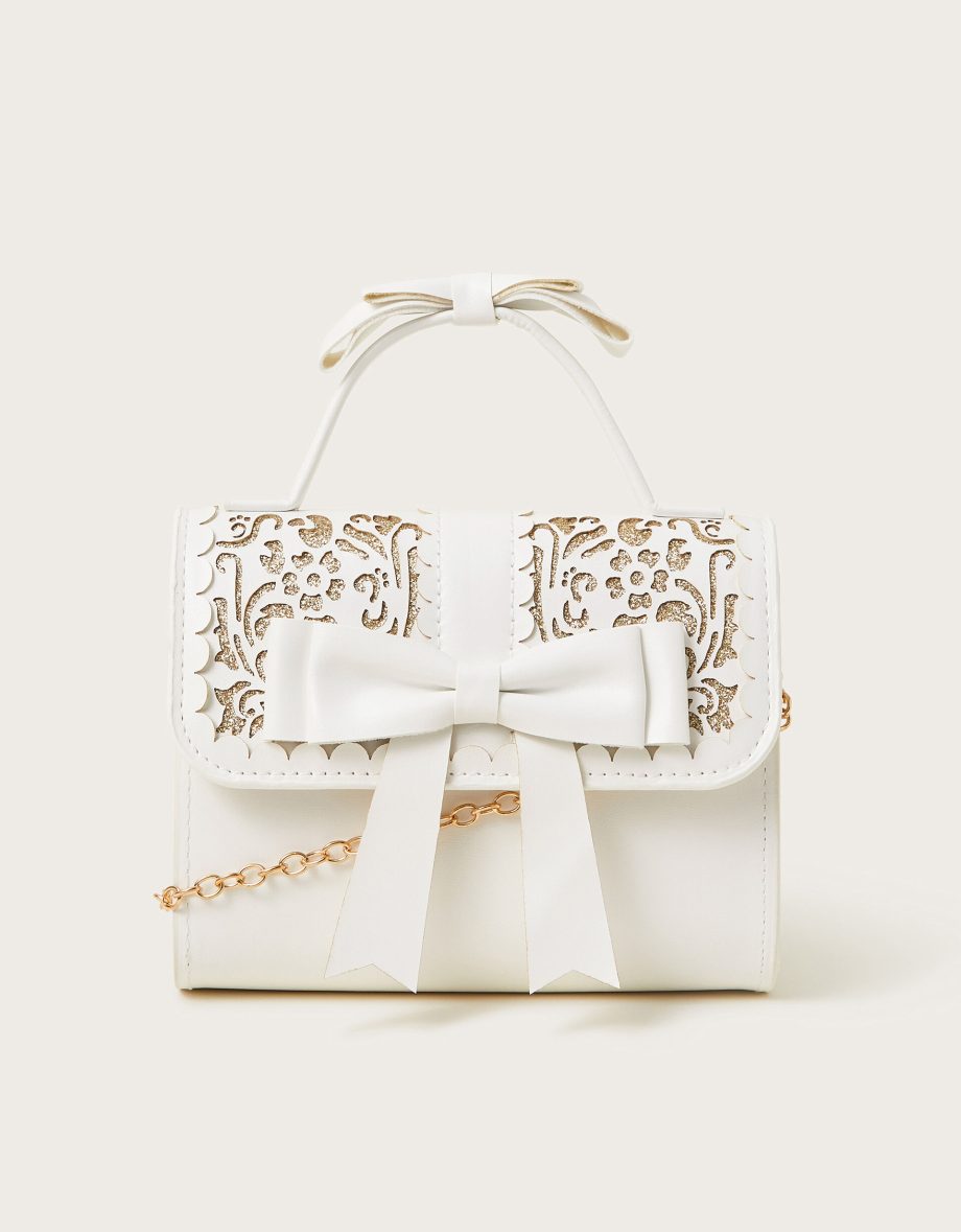 Glitter cutwork floral bow bag